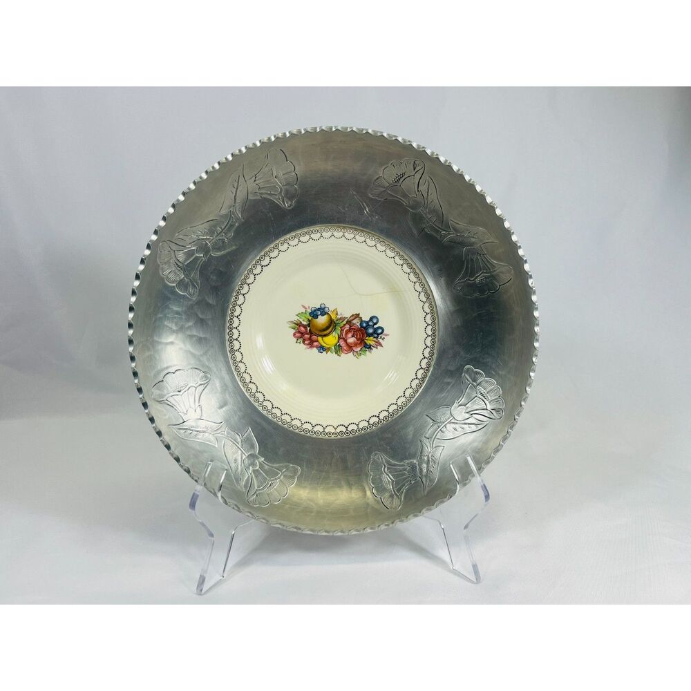 VTG Triumph Limoges 22K White Gold Imperial Victoria Plate Floral Victorian